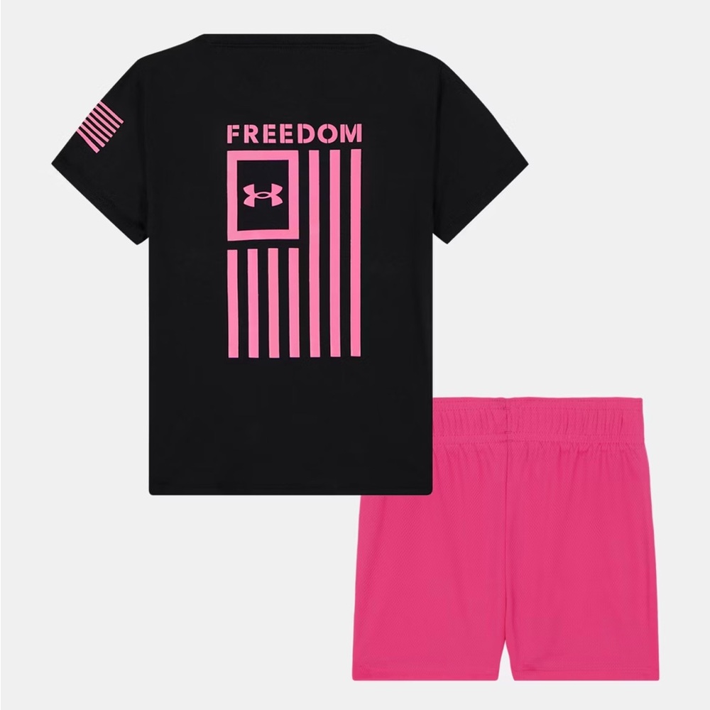 Under Armour Freedom Black & Pink Shorts Set Size 9/12 Months NWT